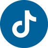 White TikTik icon in a blue circle