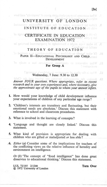 1972 Exam Paper