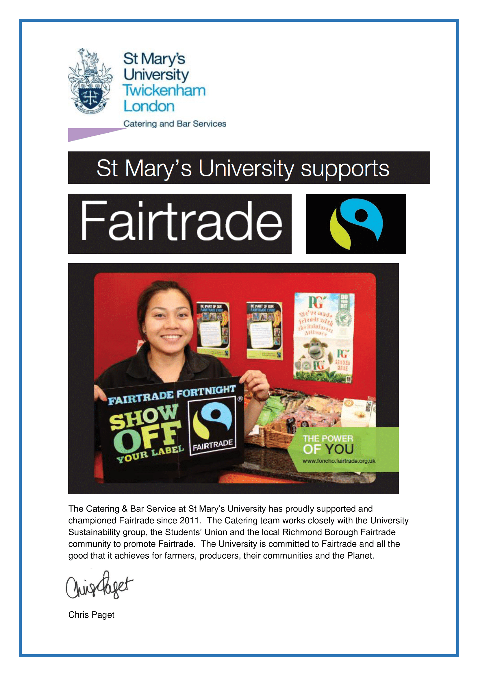 St Mary's Supports Fairtrade Aug 2022