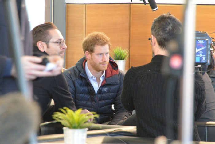 Price Harry, Duke of Sussex, being interviewed in the Dolce Vita cafe as part of BBC's 'Mind Over Matter'
