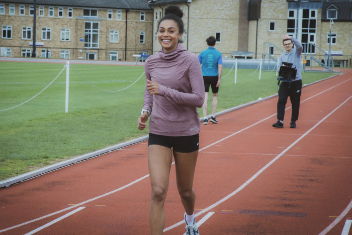 A Nike advert being filmed on the Sir Mo Farah Athletics Track