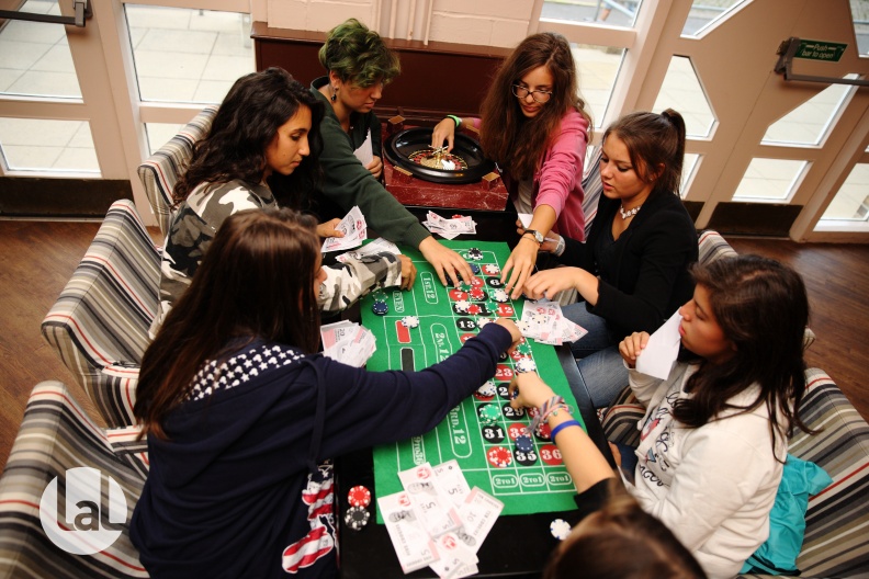 Students playing roulette