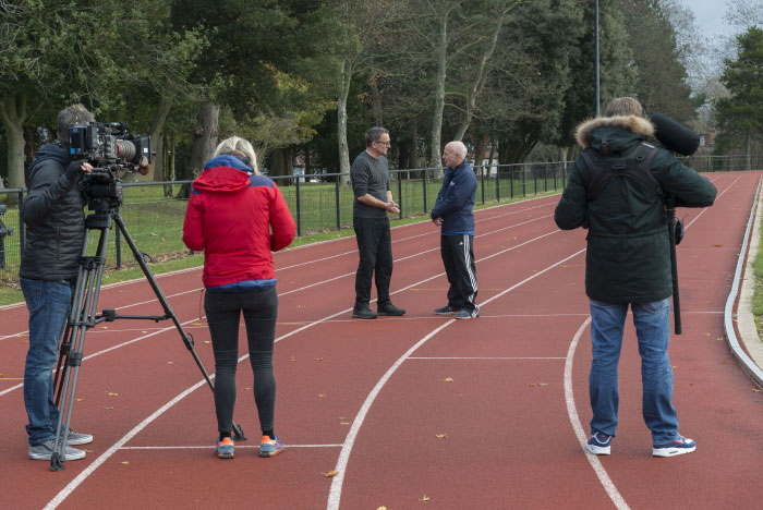 BBC's 'The Truth About Getting Fit' being filmed on the Sir Mo Farah Athletics Track