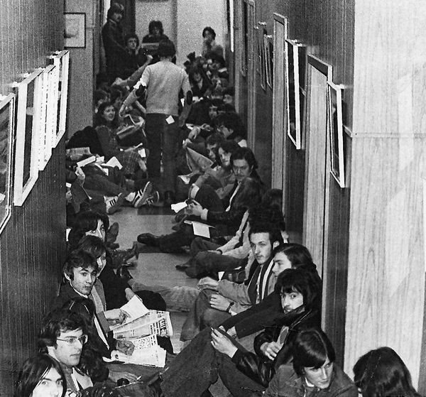 Student at classroom hallway