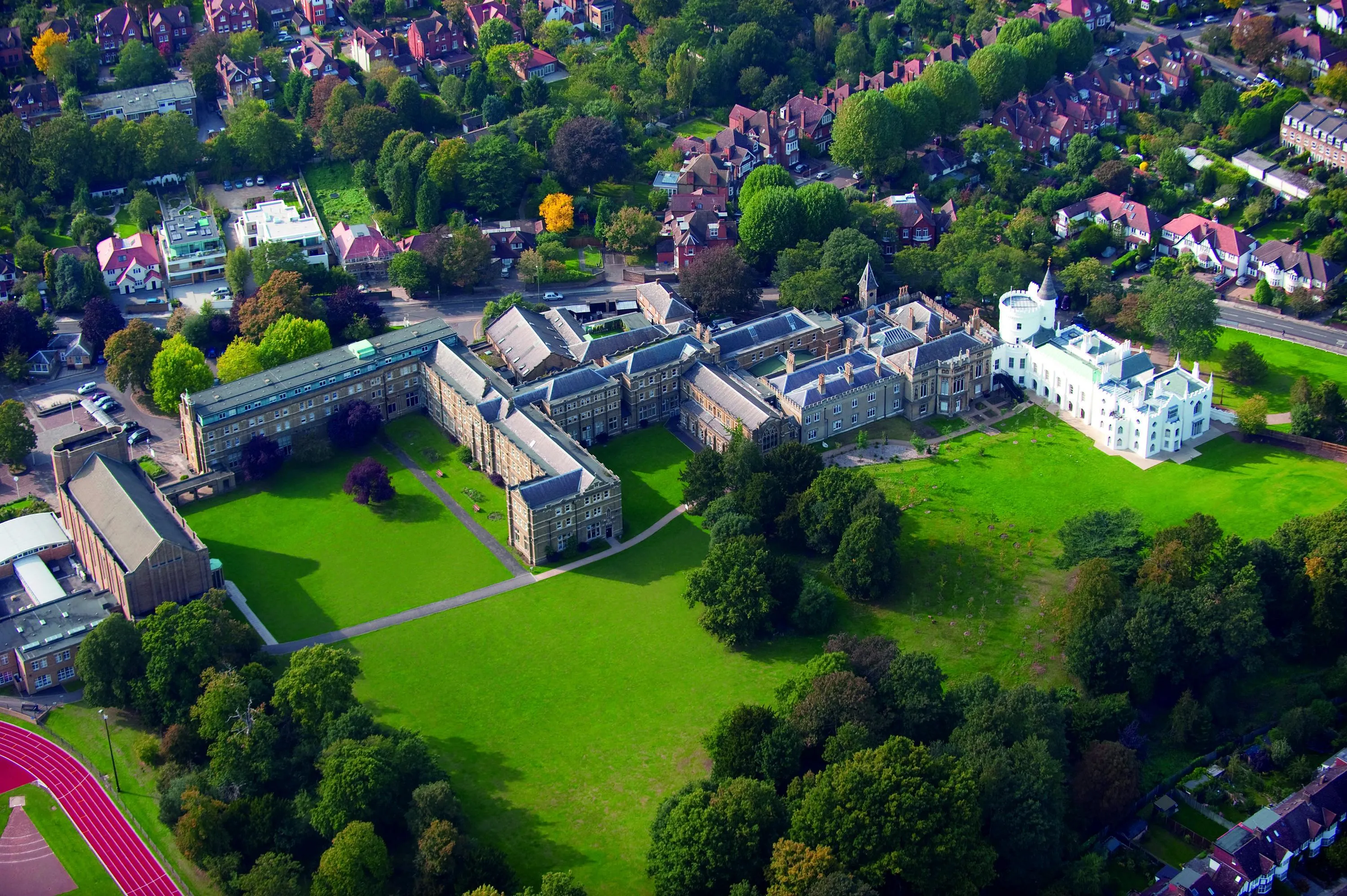 Ariel view of campus of St Mary's University London