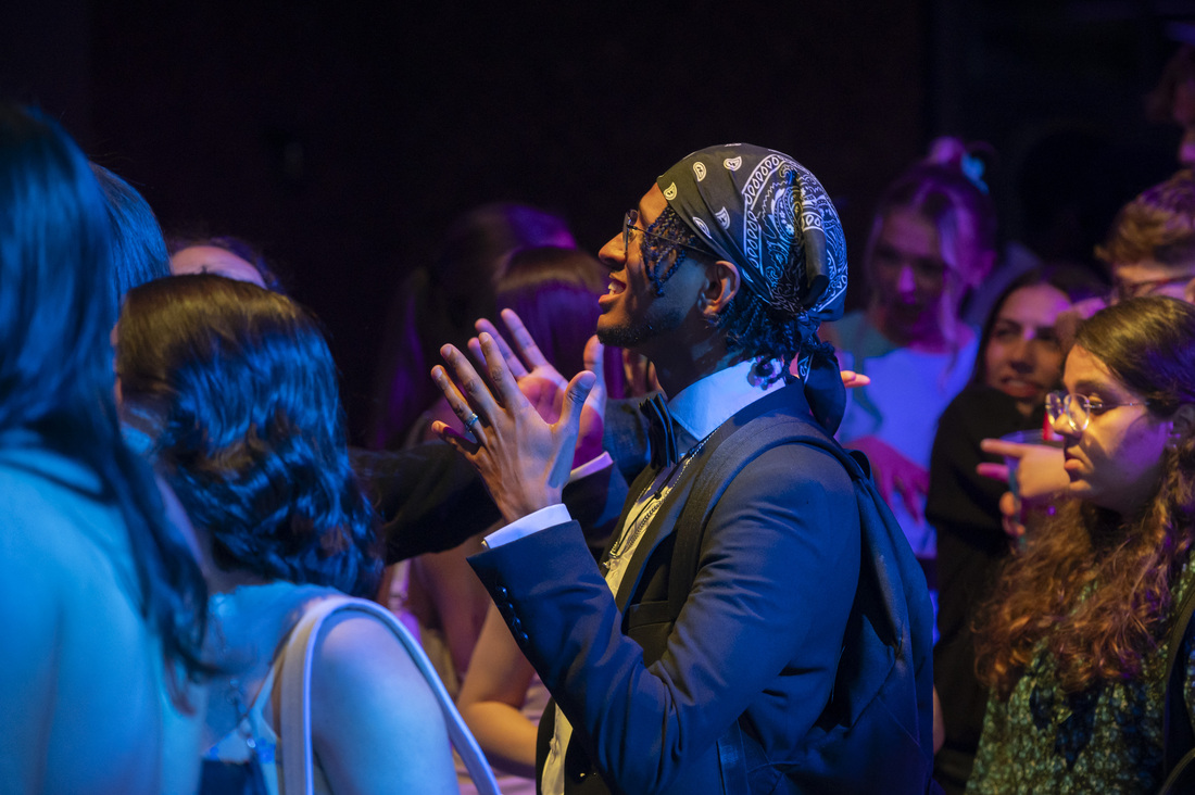 A student enjoying a social evening