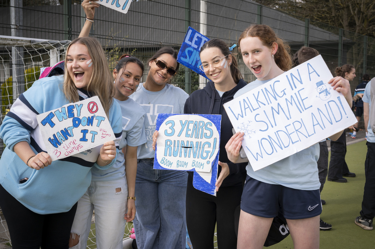 Students celebrating at Varsity