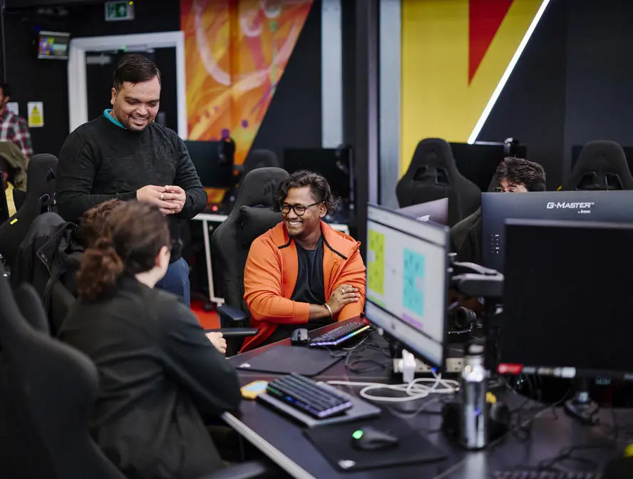 Students sat by computers in the E-Sports Arena