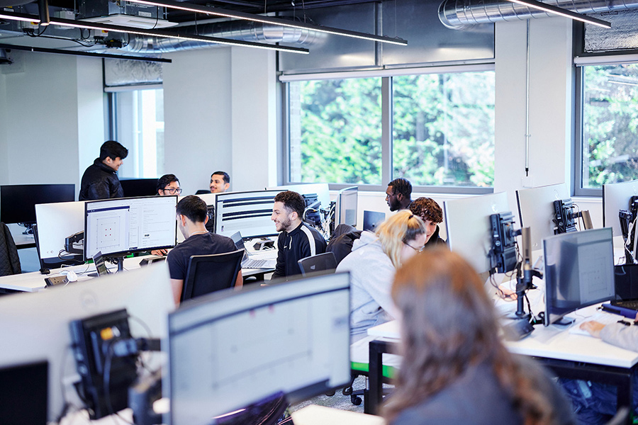 Students using the computer science lab.