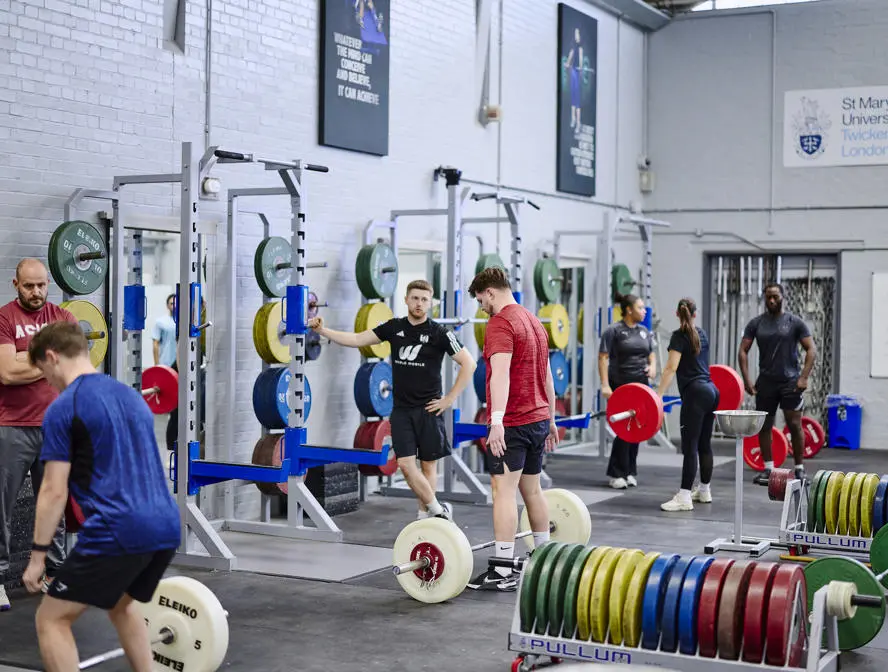 Students performing strength and conditioning exercises