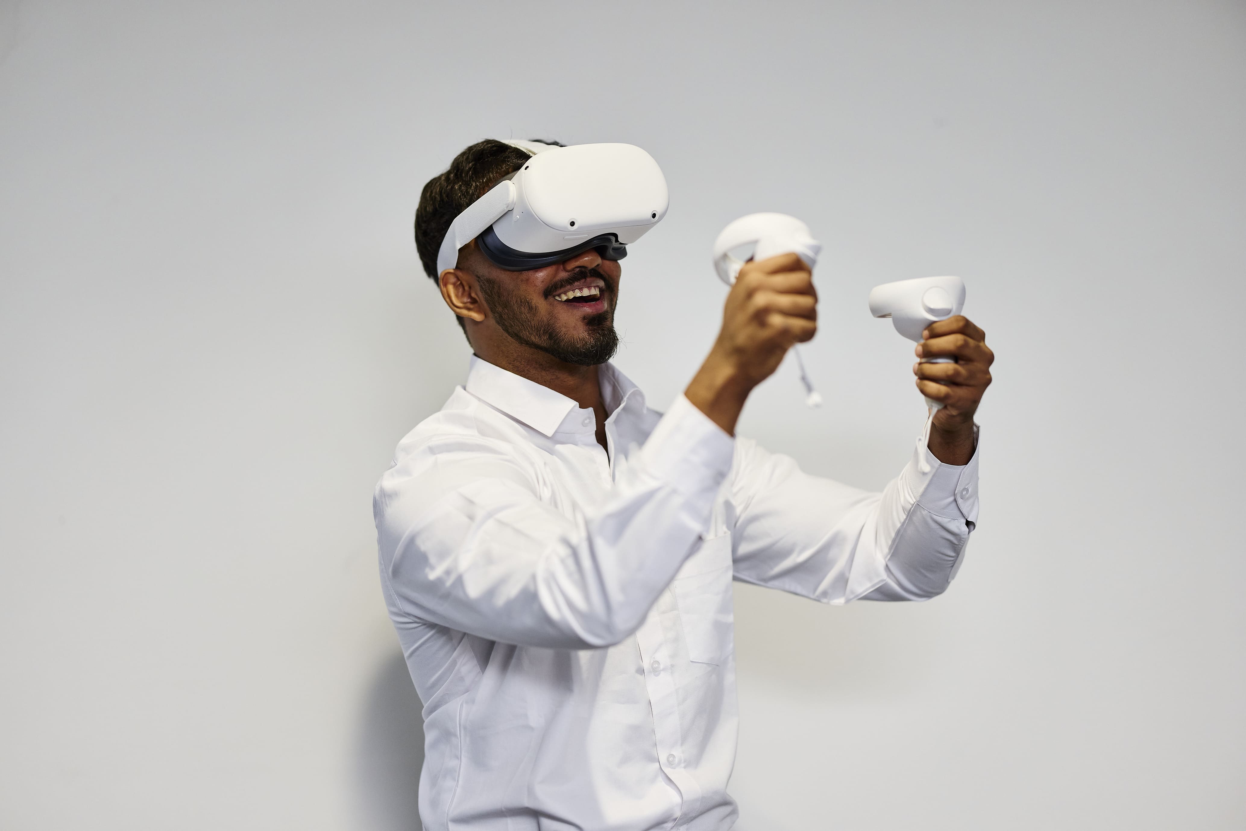 A student using the VR headset.