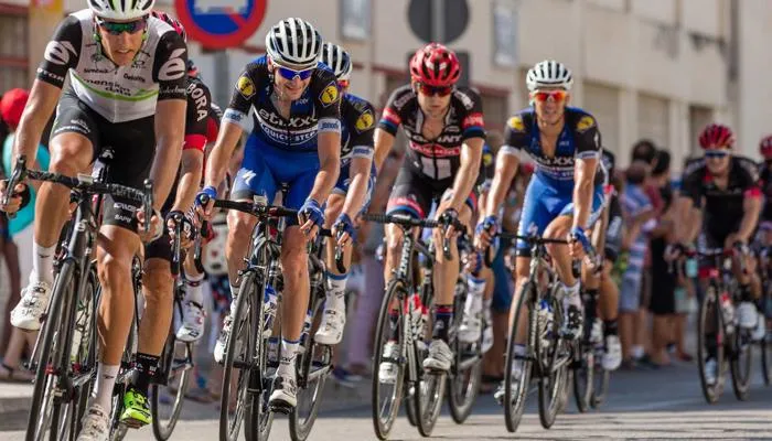 Athletes competing in cycling race