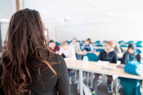 Lecturer teaches a seminar