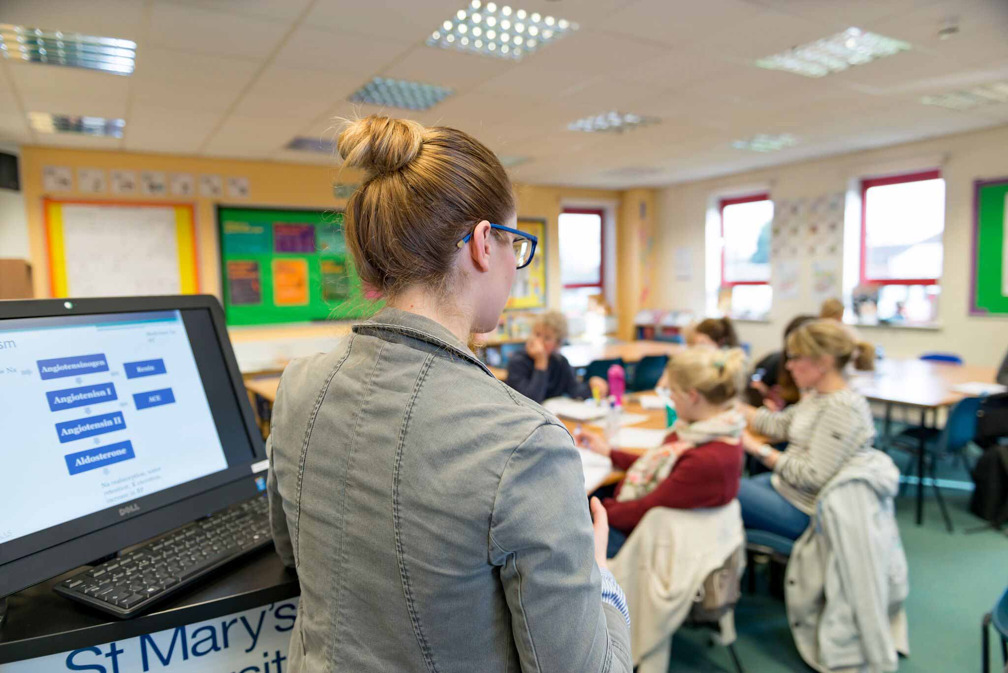 Students in education classroom
