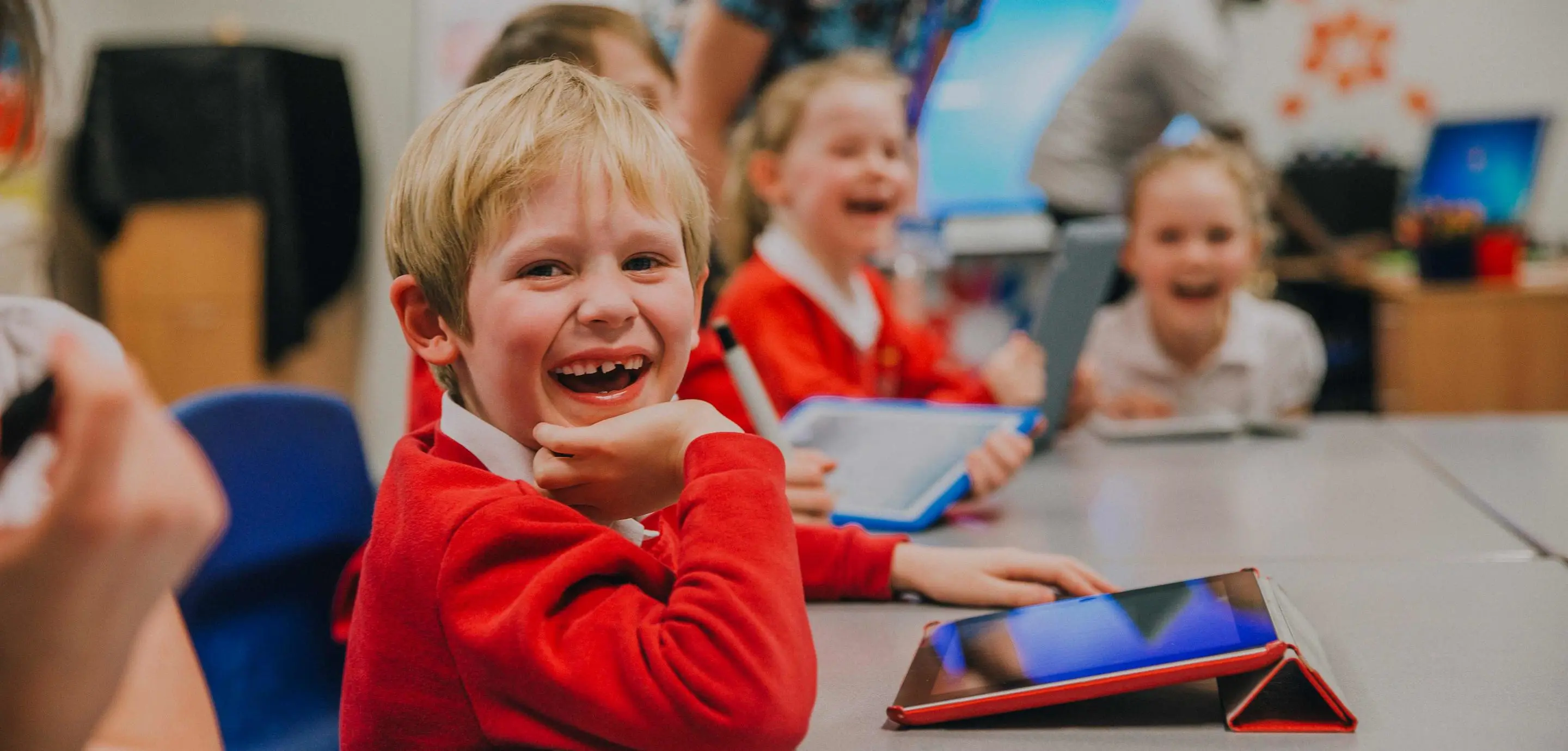 primary school kids laughing