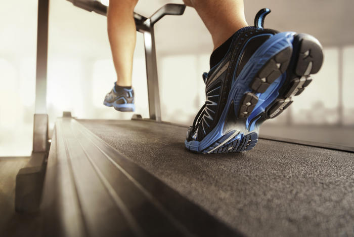 Person running on a treadmill