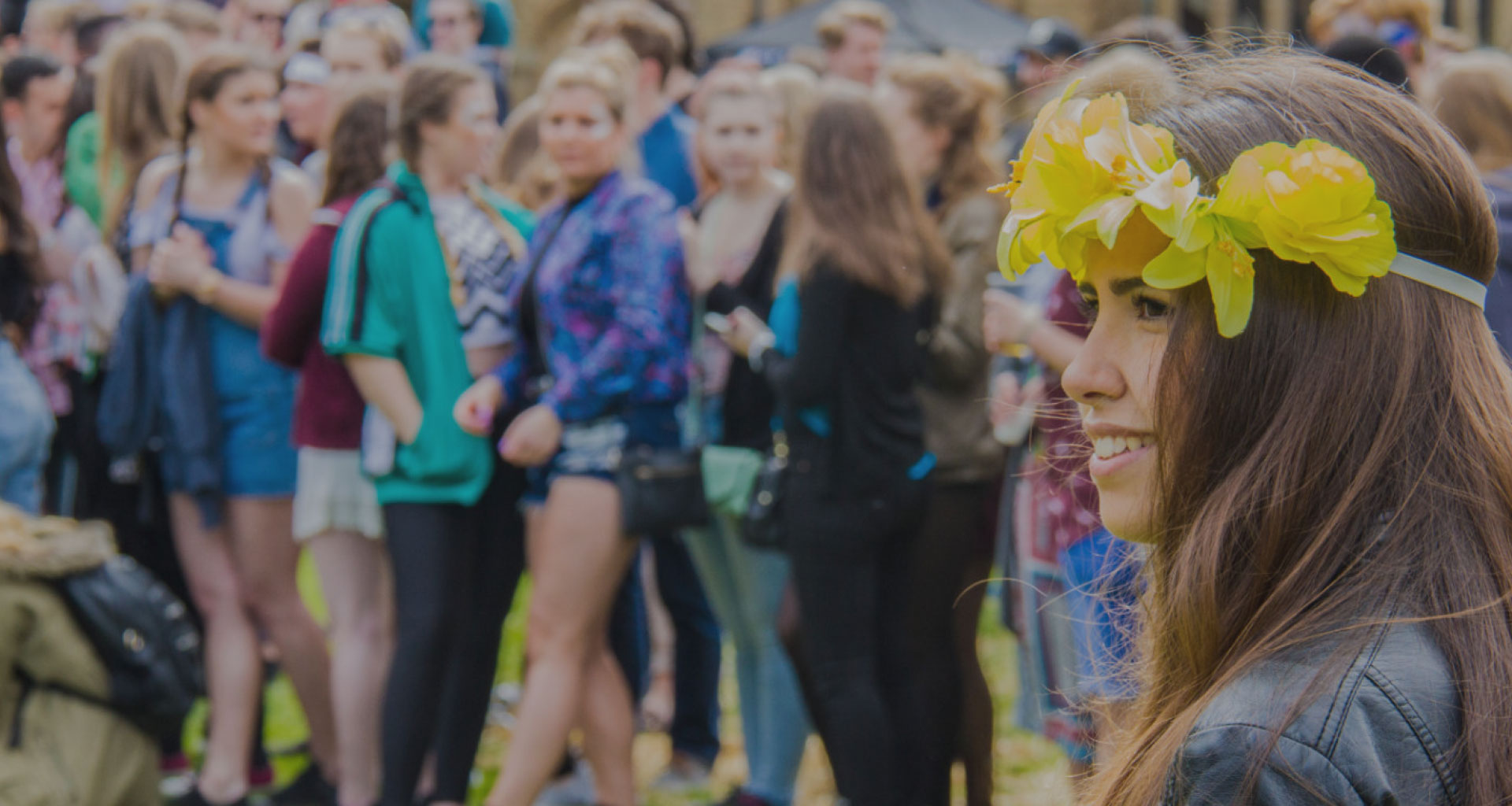 Student with a flower crown