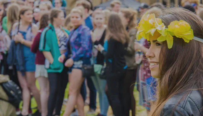 Student with a flower crown