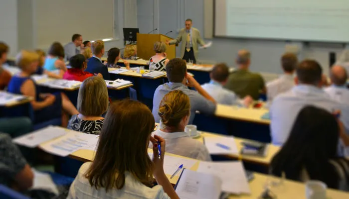 Students in a lecture theatre