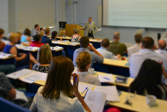 Students in a lecture theatre