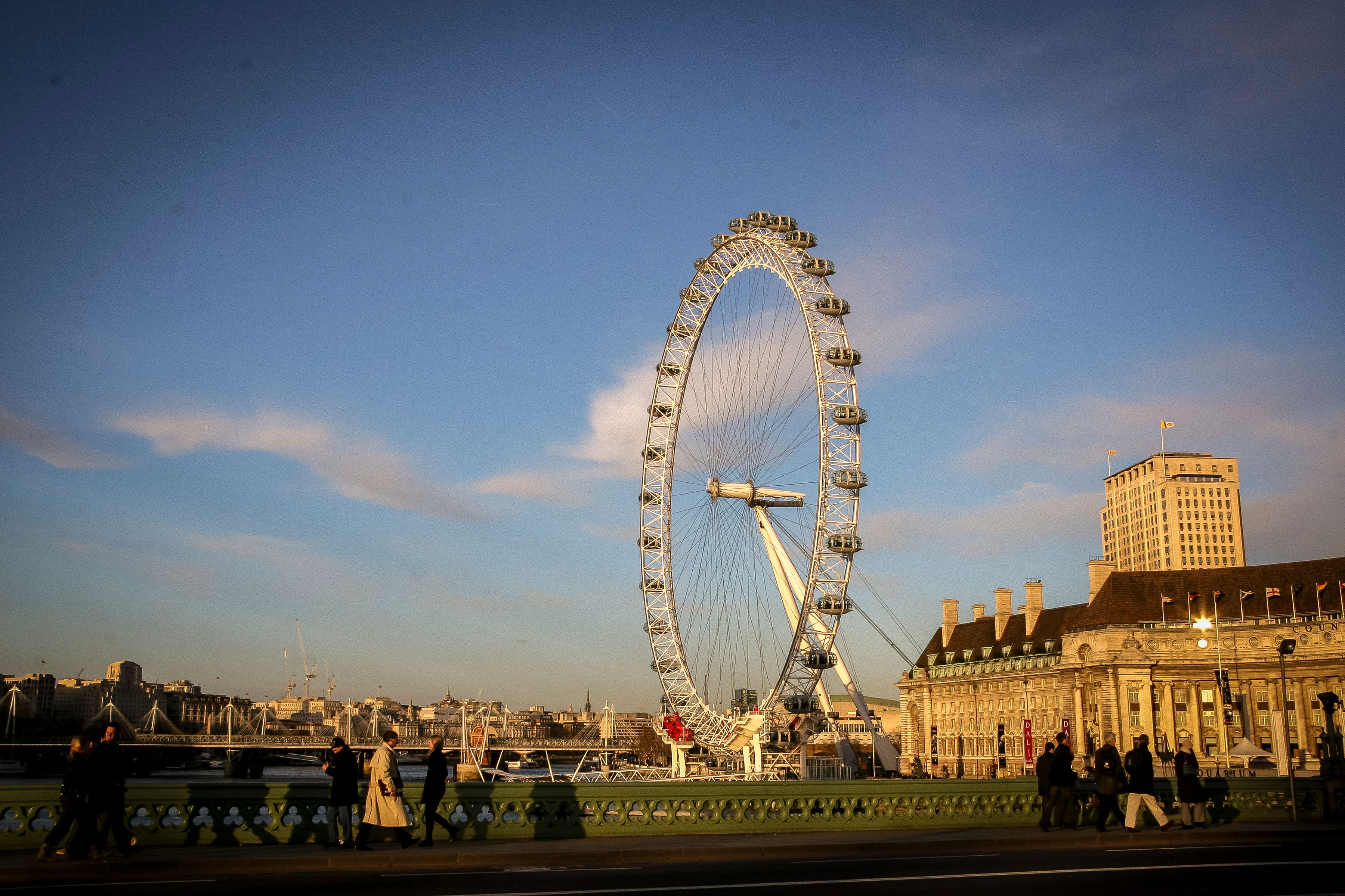 The London Eye at dusk.