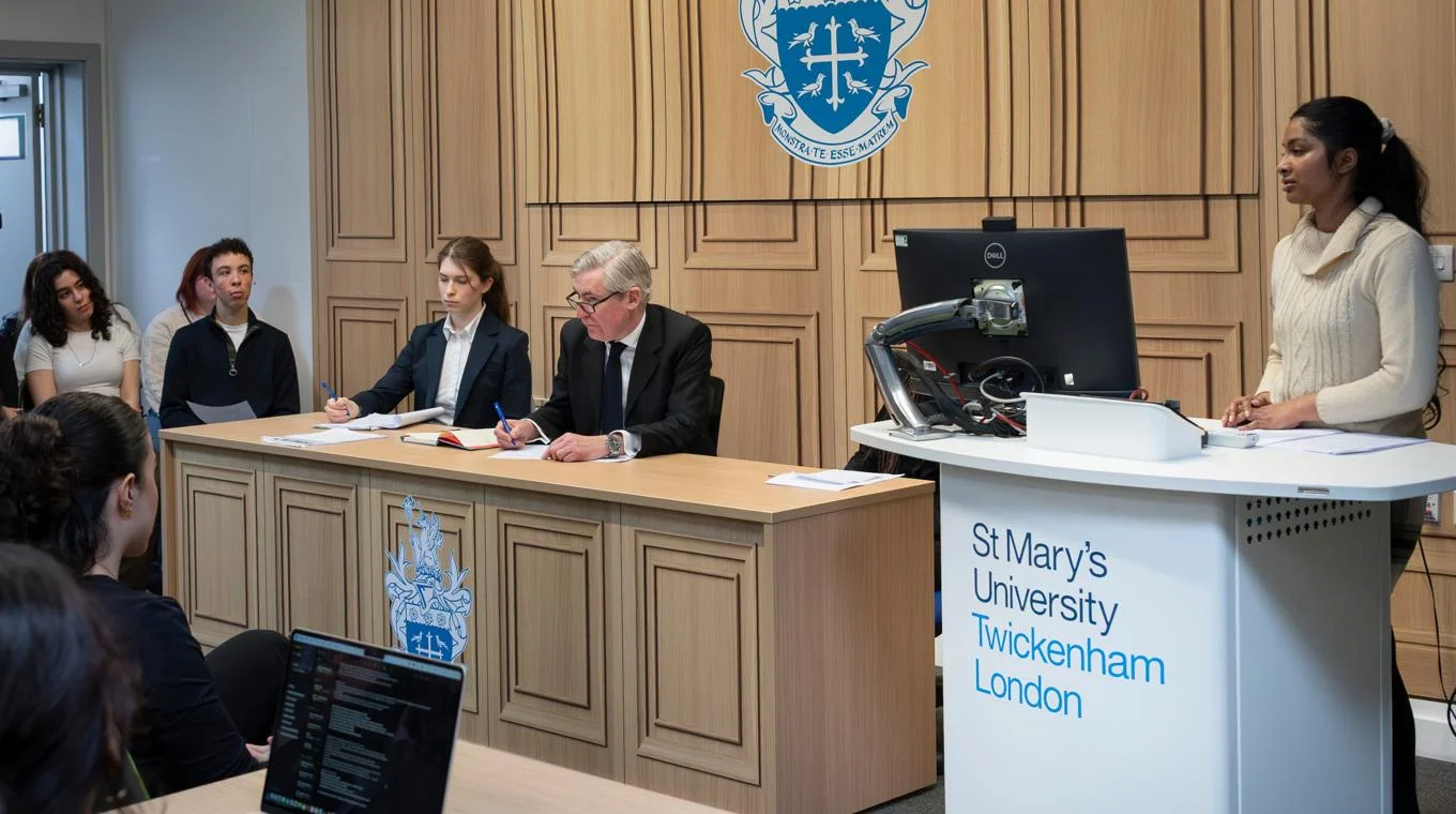 St Mary's law students in the moot court.
