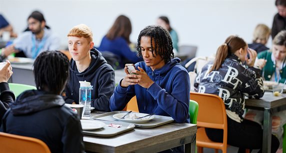 Students sat in the refectory