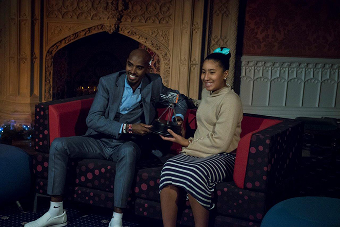 Sir Mo Farah accepting his BBC Sports Personality of the Year award from the Waldegrave Drawing Room