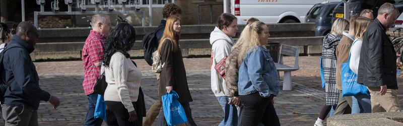 Students on a Campus Tour at an Open Day.