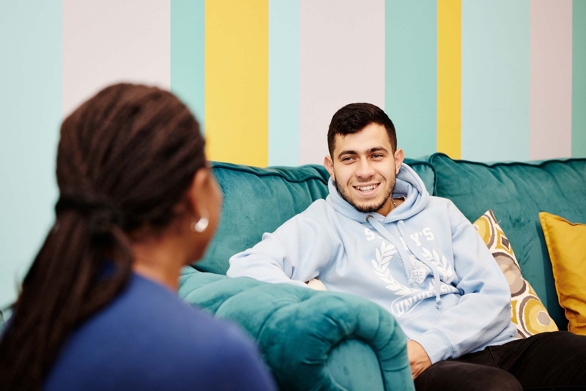 Students socialising in the commuter hub