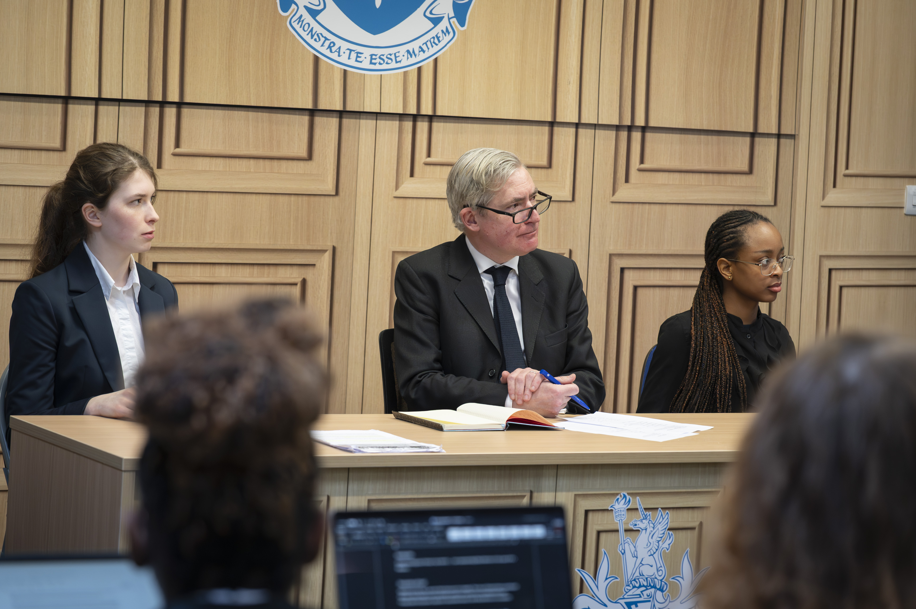 Students at the Moot Court on campus as part of their LLB Law degree