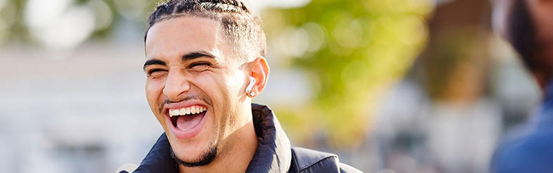 A student laughing.
