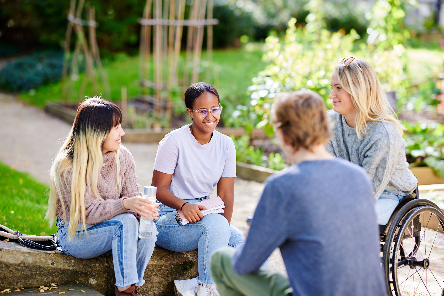 Students by vegetable gardens