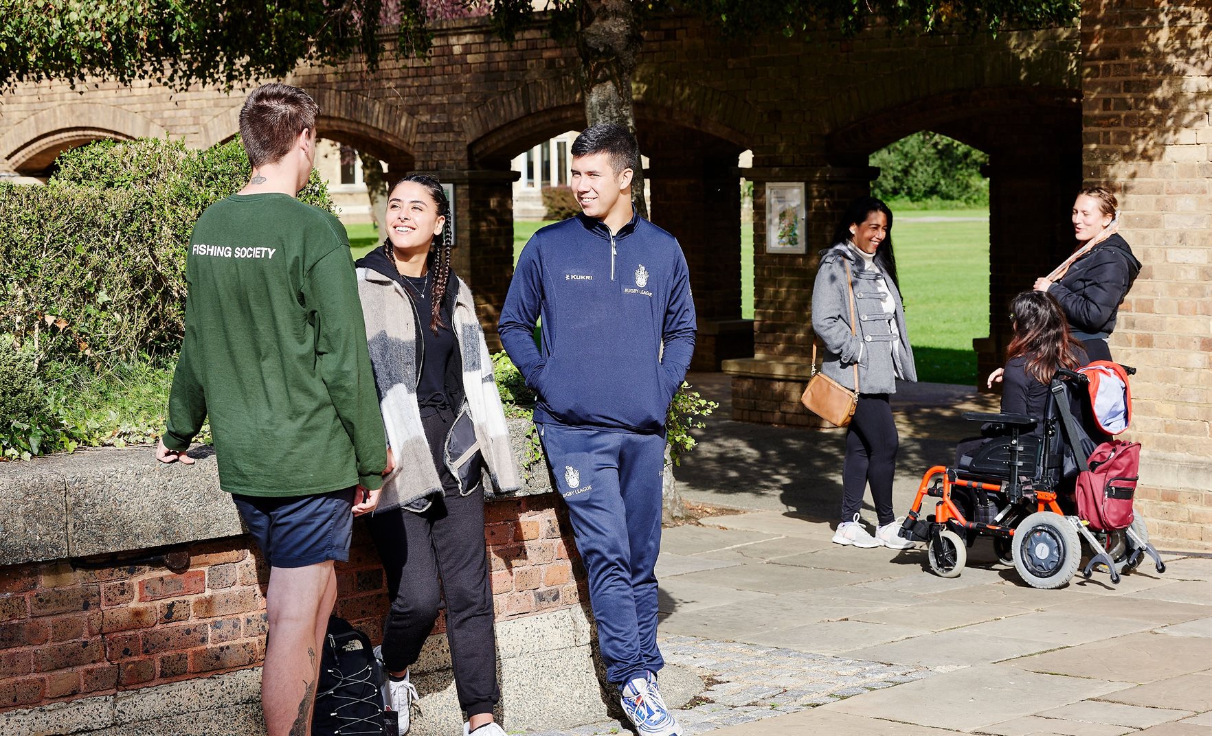 Students socialise on our historic campus.