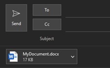 Screenshot showing attached word document on outlook