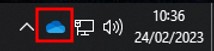 Screenshot showing OneDrive icon in the taskbar