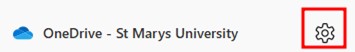 Screenshot showing the cog settings icon on OneDrive