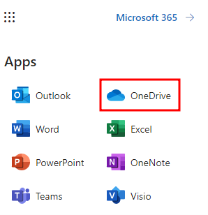 Screenshot showing OneDrive in a redbox