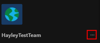 Screenshot of an example team showing the three dots menu to manage a team