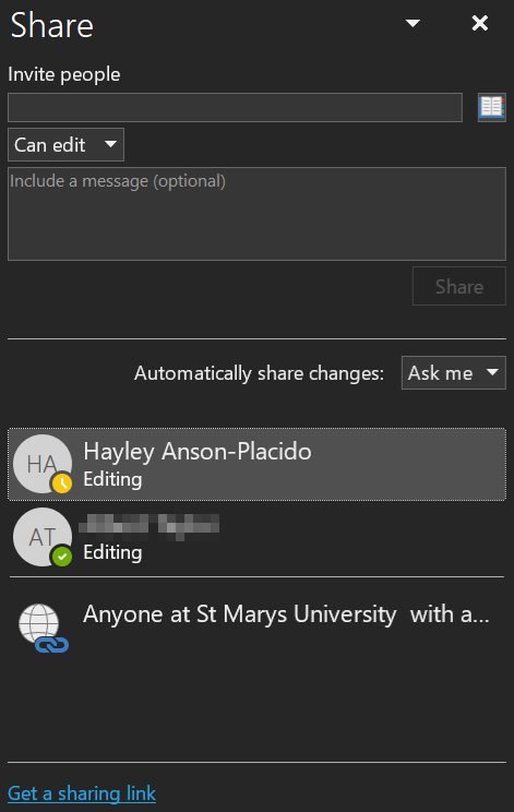 Screenshot showing the share button settings