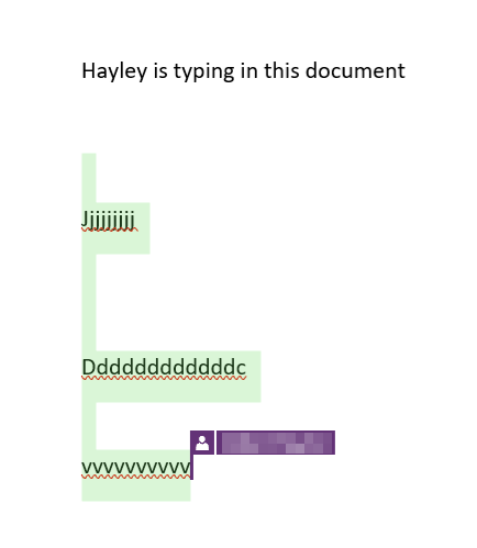 Screenshot showing when someone else is editing a document and their name