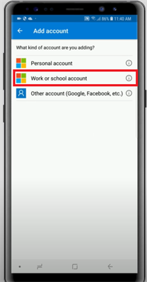 add work or school account