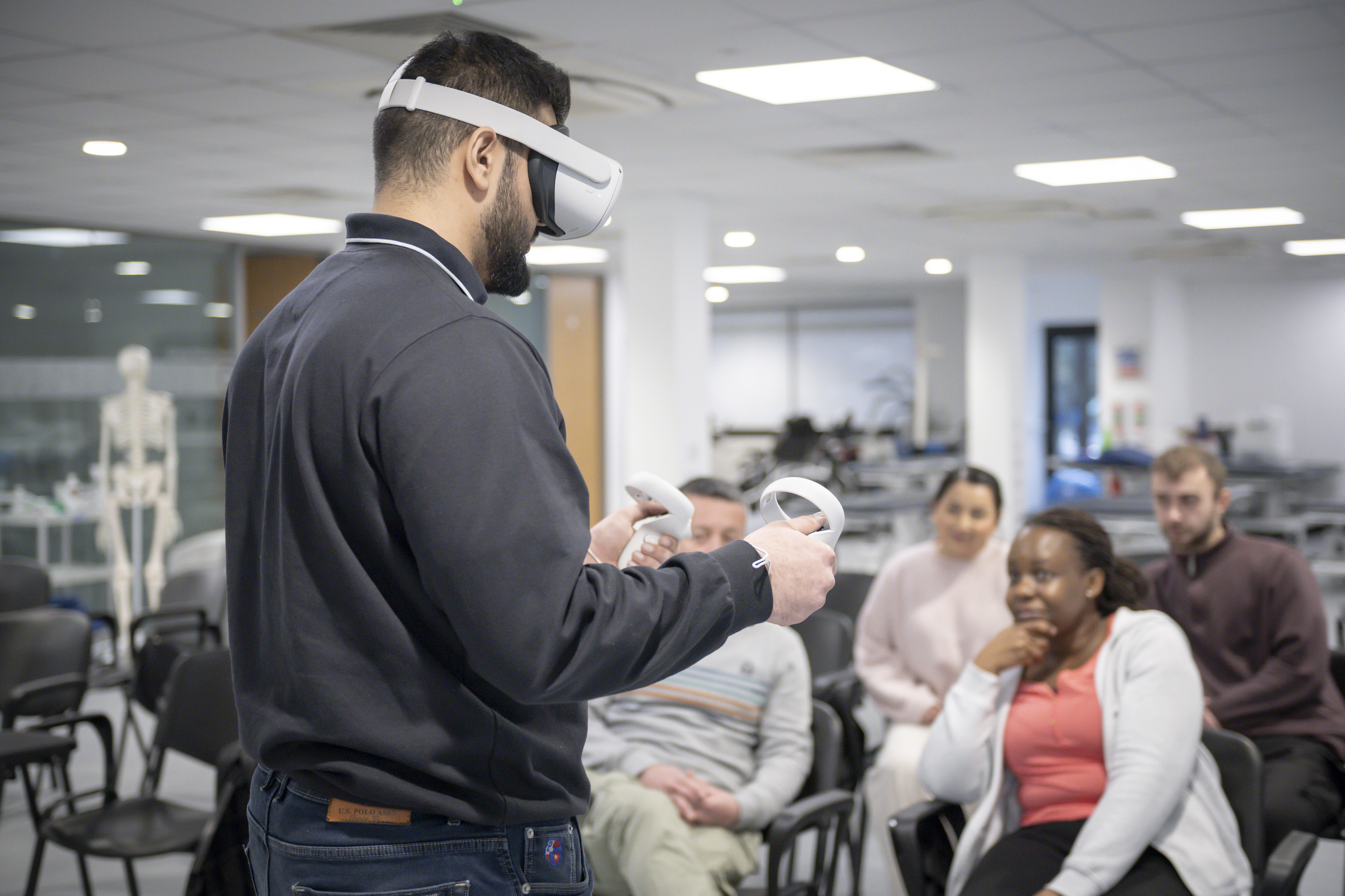 Student using VR headset