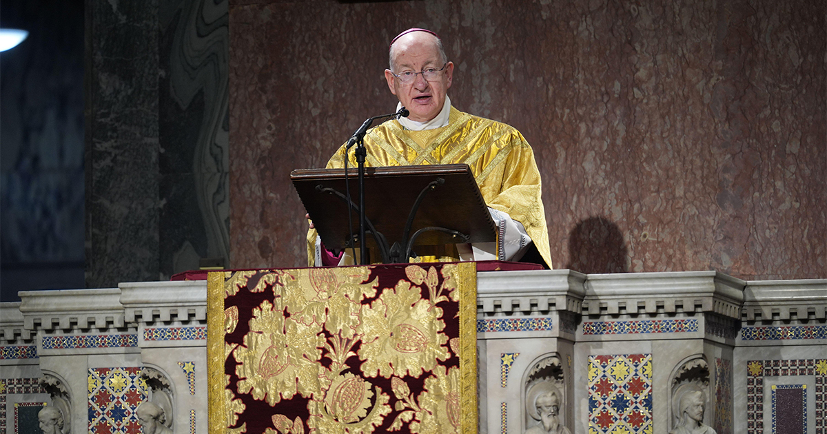 Archbishop Moth speaking in Pulpit at Westminster Cathedral