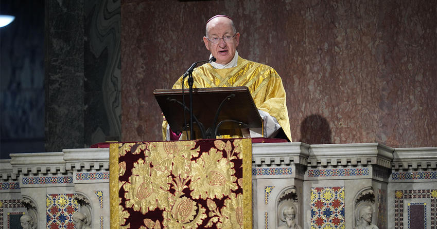 Archbishop Moth speaking in Pulpit at Westminster Cathedral