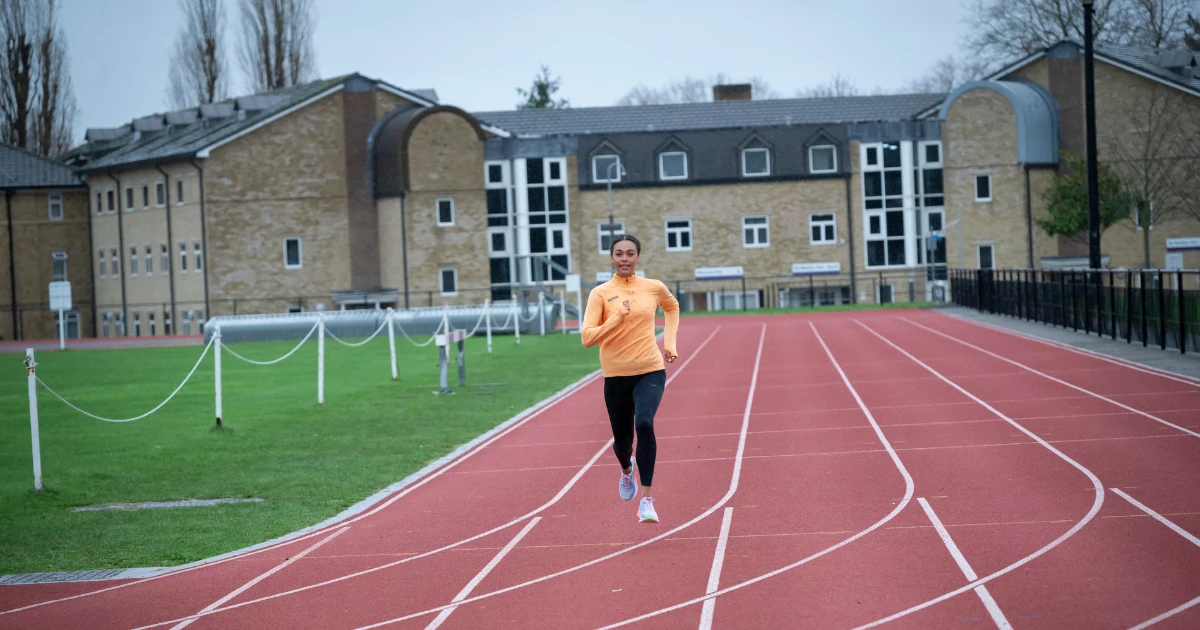 Adelle Tracey running on the track