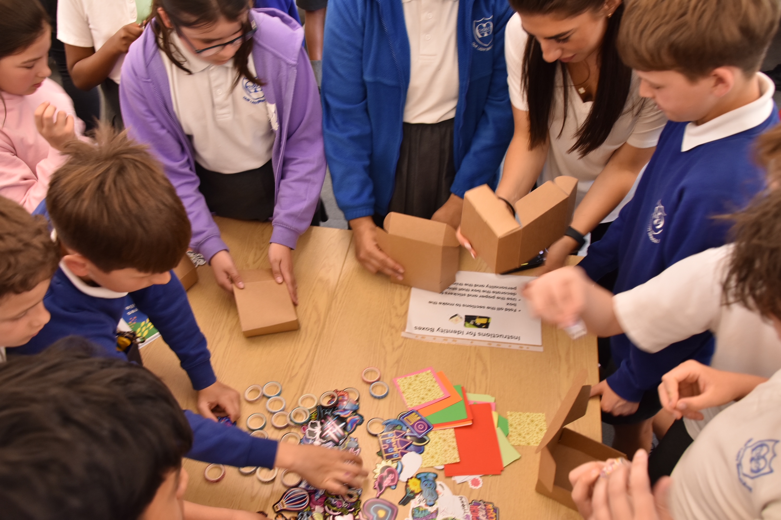 The children taking part in group activities.