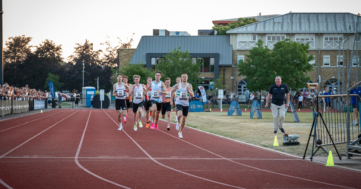 Students racing on the running track