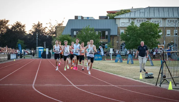 Students racing on the running track