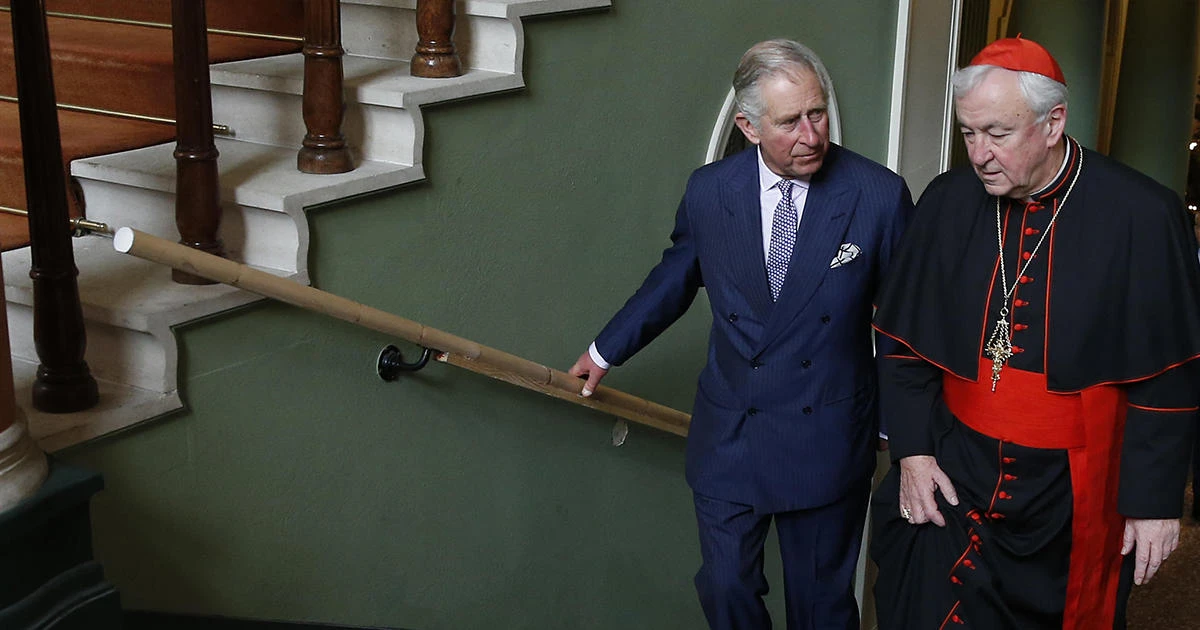 King Charles III with St Mary's Chancellor HE Cardinal Vincent Nichols